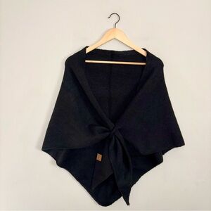 Yakee Black Shawl Wrap Sweater